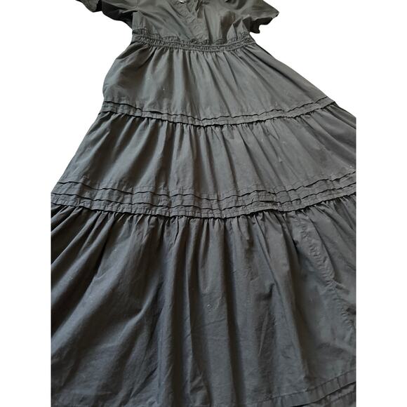 Anthropologie Maeve Poplin Cotton Somerset Maxi Dress Black Size Large - Picture 7 of 11